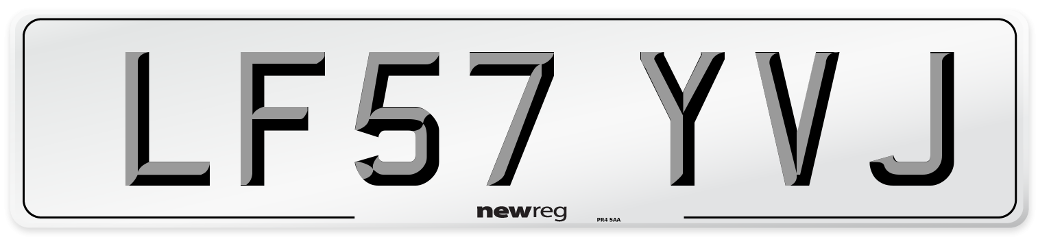 LF57 YVJ Number Plate from New Reg